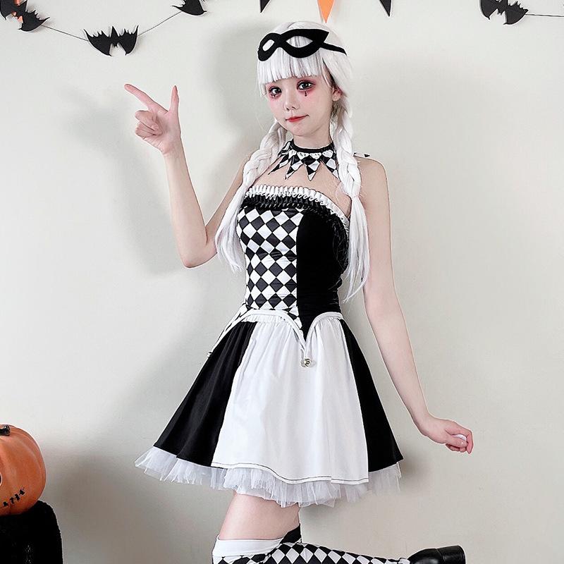 Joker Costume Polyester Black and White M/L/XL Halloween Cosplay