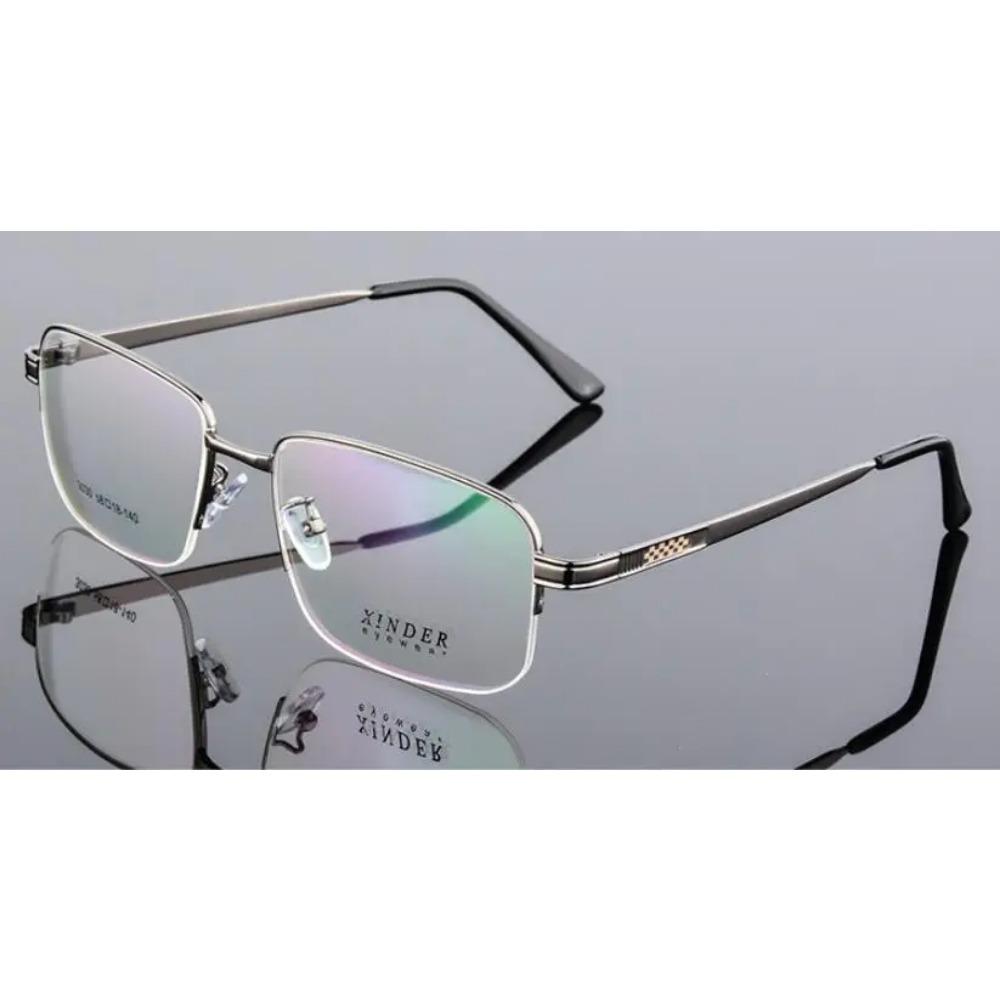 

Квадратные мужские очки большого размера для бизнеса, рецептурные, очень легкие, полуободковые из титанового сплава, очки для коррекции миопии и пресбиопии для мужчин Single Version&1.56