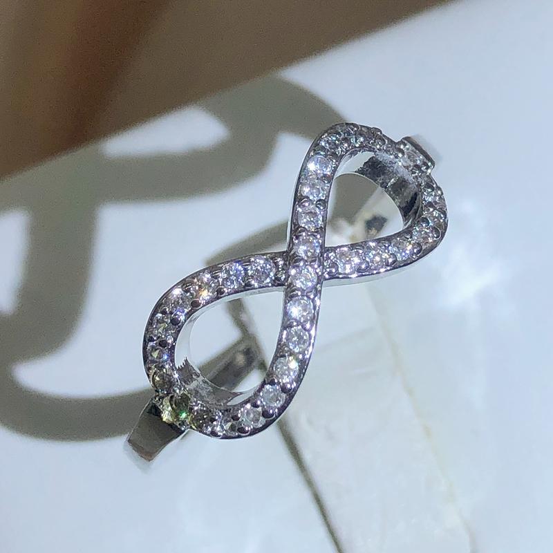 New Popular Interwoven Geometric Zirconia Ring Full Of Diamonds Ladies 925 Stamp Fashion Jewelry Party Wedding Gift 5 белый