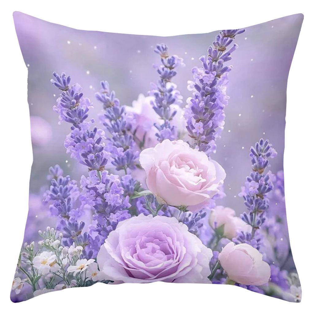 Lavender Roses And Butterflies Patterned Decorative Pillows Polyester pillowcase, sofa decorative cushion cov Headboard Pillow