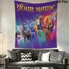 Custom Name Unicorn Academy Wall Tapestry Aesthetic Wall Hanging Printed Fabric Blanket Decorative Tapestries for Bedroom Living Room Home Decor