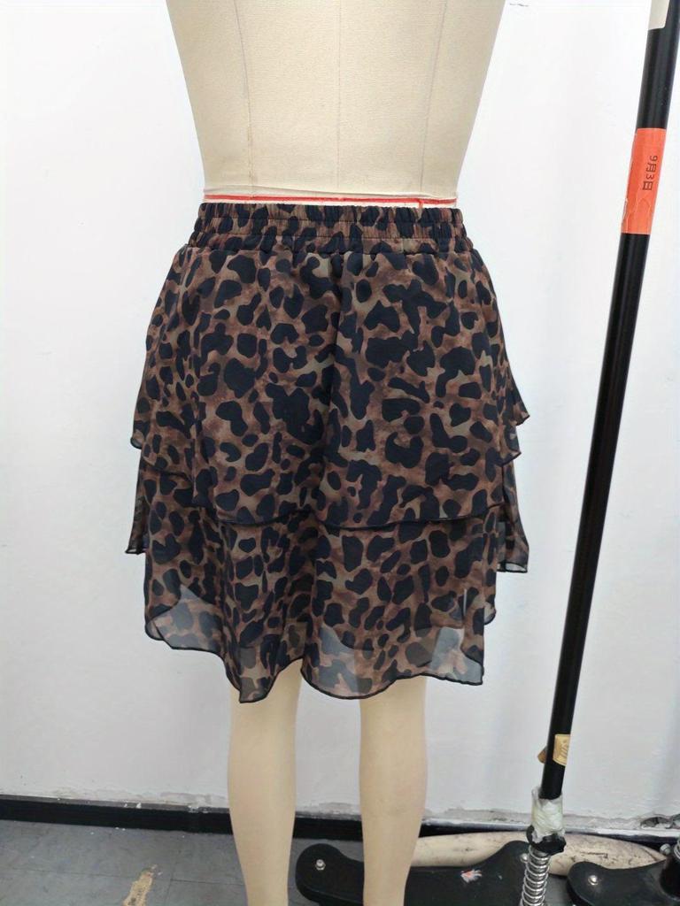 Elegant Leopard Print Women's Short Skirt - Slim & Sexy Spring/Summer Style