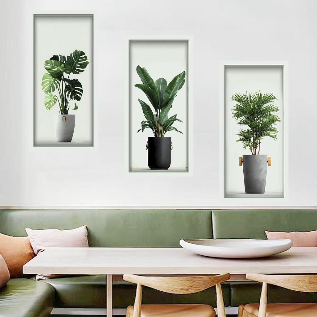 3D Plant Potted Plants Living Room Background Wall Decoration Self-adhesive Wall Stickers