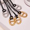 Qiong Yao Stainless Steel Personalized Day Pendant Leather Clavicle Chain, PVD Gold Plated, Adjustable Fashion Sweater Necklace.