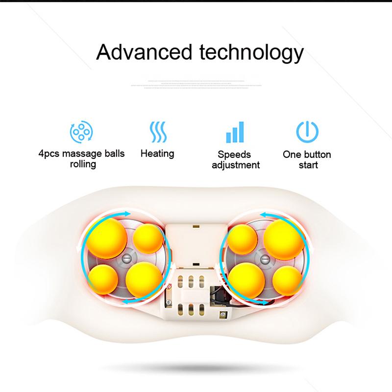 U Shape Kneading Shiatsu Infrared Heated Kneading Car/Home Massagem Cervical Back Neck Massager Shawl Device Shoulder Massager