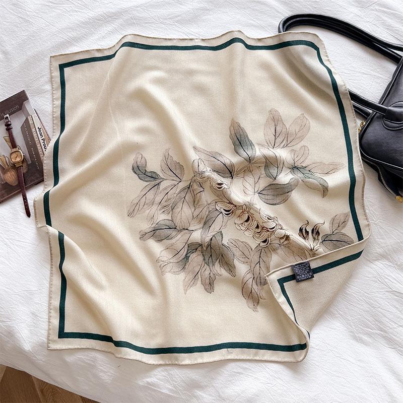 Temperament versatile silk wool shawl 2025 autumn and winter new silk wool silk scarf women s high-end fashion silk wool square scarf 65*65cm