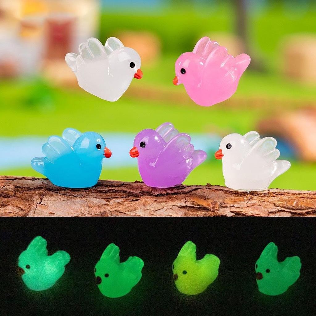 Miniature Luminous Resin Animal Ornaments: Cartoon Desktop & Car Decorations