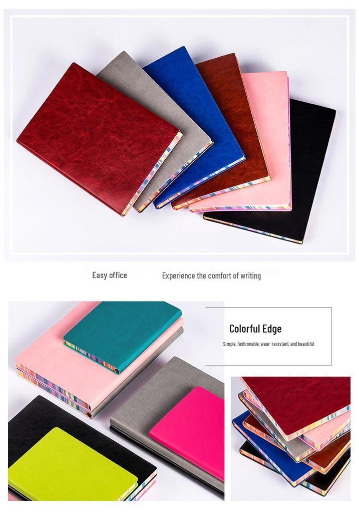 A5 Soft Cover Rainbow Edge Cute Notebook - Custom Color Edge Thick Leather Diary