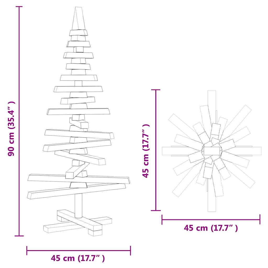 Wooden Christmas Tree with Stand Brown 90 cm Solid Pine Wood