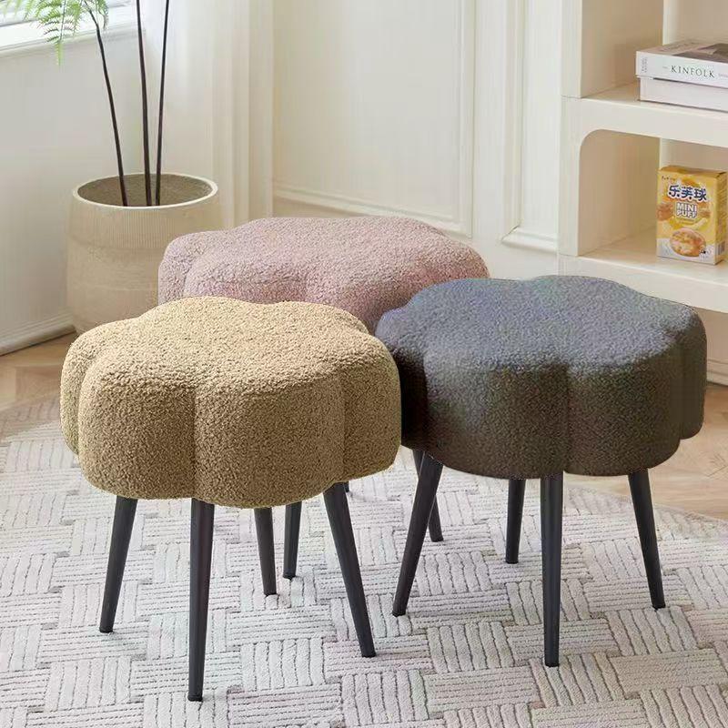 Carbon Steel Sponge Vanity Stool INS-Style Bedroom Cloud Ottoman  Stable Dressing Room Chair  Luxury Shoe Bench