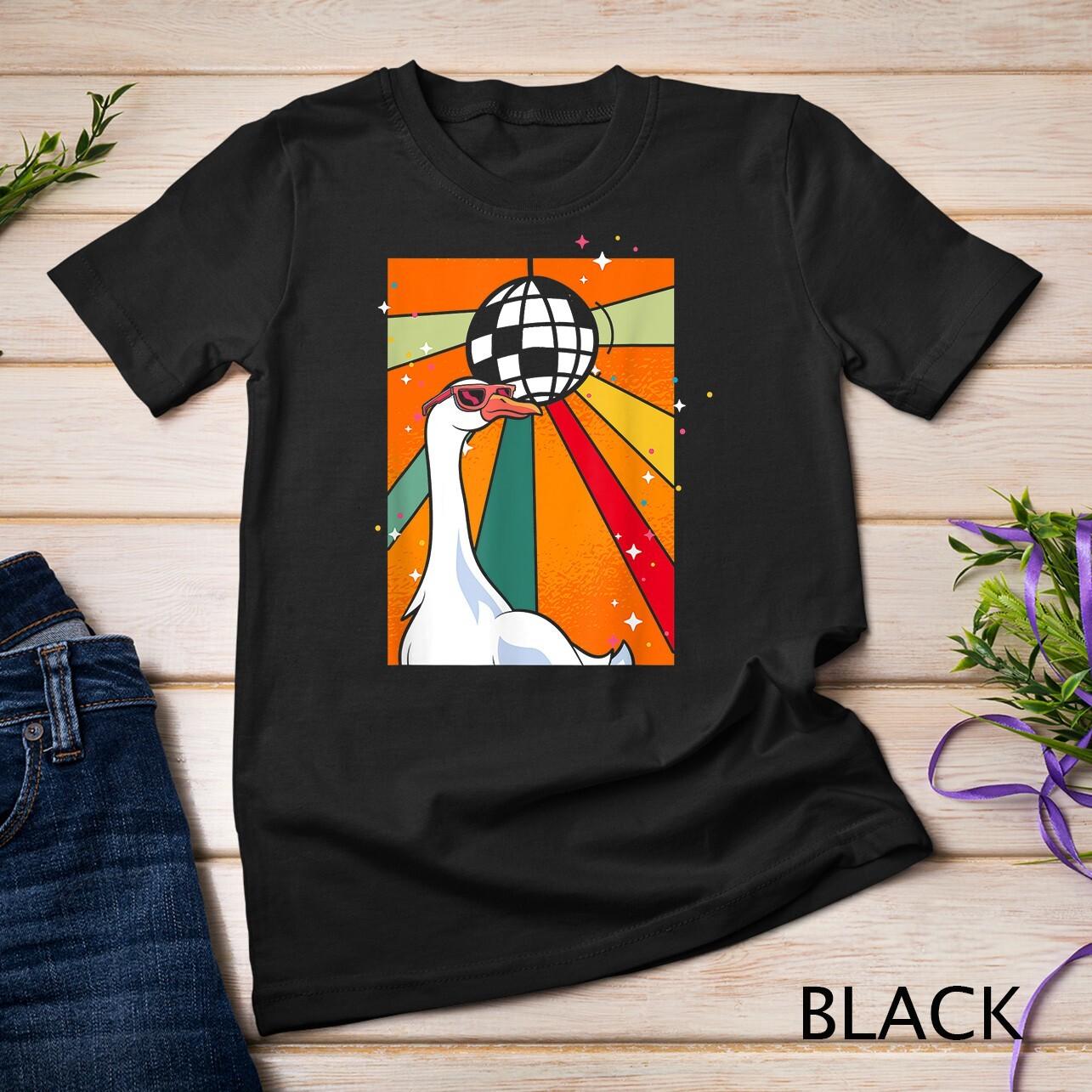 Funny Cool Farm Animal Disco Ball Sunglasses Retro Goose Unisex T-Shirt Mens Womens Tees Top L