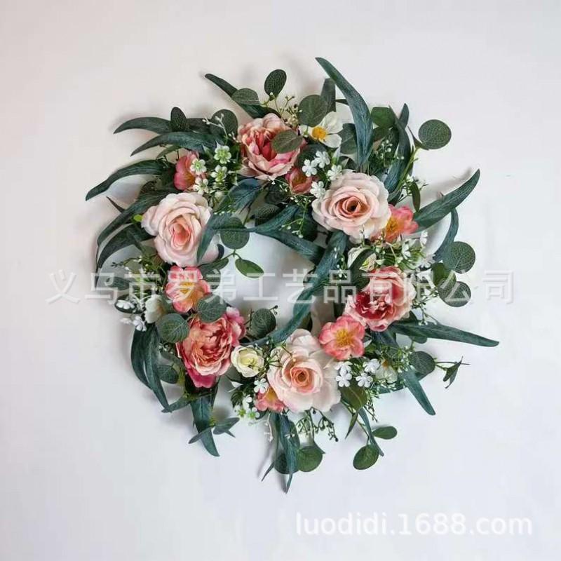 Easter Wreath Decor With Artificial Daisies Sunflowers Door Wall Hanging Home Party Decoration