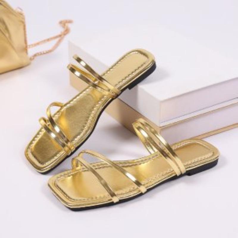 Summer new simple thin strap women s beach cool slippers 35
