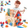 Werkbank aus Holz für Kinder, Montessori Pädagogisches Rollenspiel Konstruktionsspielzeug, Aktivitätsgeschenk Konstruktionsspielzeug für Jungen Mädchen