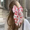 1pcs Christmas Tulle Bow Hair Clips Santa Hat Santa Claus Print Large Mesh Haipins for Women Girl Xmas Headwear Hair Accessories