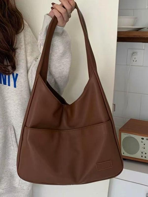 2023 Women's Large Capacity Soft Leather Bucket Tote - Autumn/Winter Shoulder Bag for College and Commute