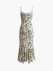 Europe and the United States Popular Internet Celebrity French Holiday Style Pure Desire Waist Slim Suspender Floral Fishtail Dress