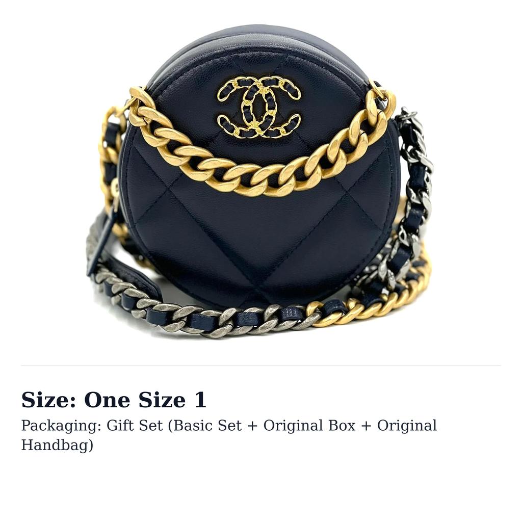 Chanel 19Bag Sheepskin Evening Bag, Round Bag, Handheld Shoulder Bag, Crossbody Bag Women's Dark Blue AP0945-B03211-N7384