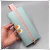 Leather Pencil Case Embroidery Zipper Solid Color Lifting Handle Replacement School University Pen Bag Pouch Birthday Gift