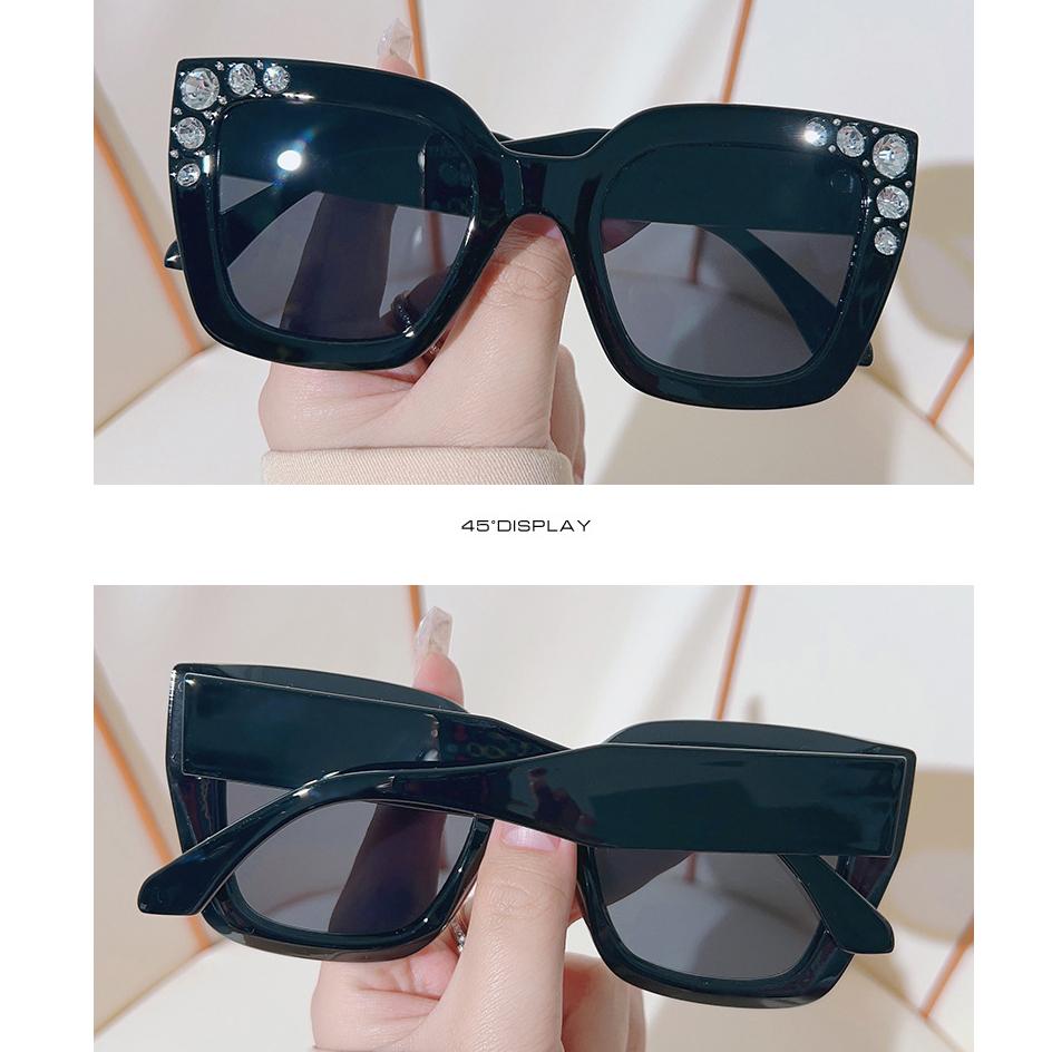 Luxury Designer Diamond Square Sunglasses Women Crystal Rhinestone Vintage Punk Fashion Shades Trendy