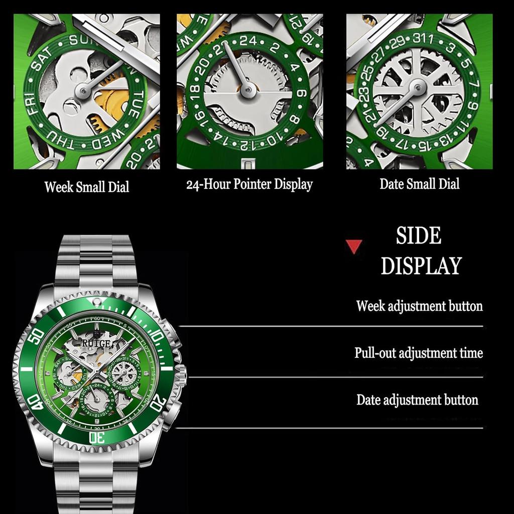 Men's Watch Fully Automatic Mechanical Watch Hollow Fashion Waterproof Student Male Watch Water Ghost Series Tourbillon Clock