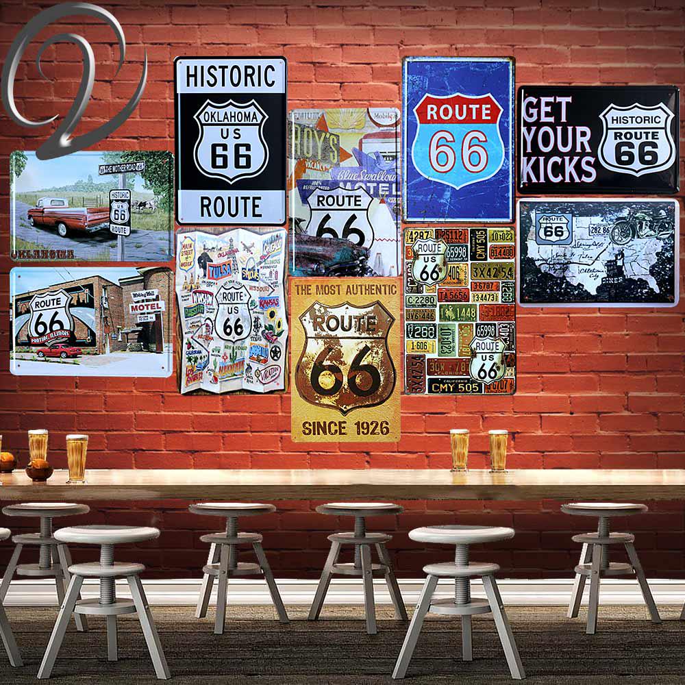 Buy Route 66 Vintage Metal Signs Bar Pub Cafe Tavern Tin Signs Home ...