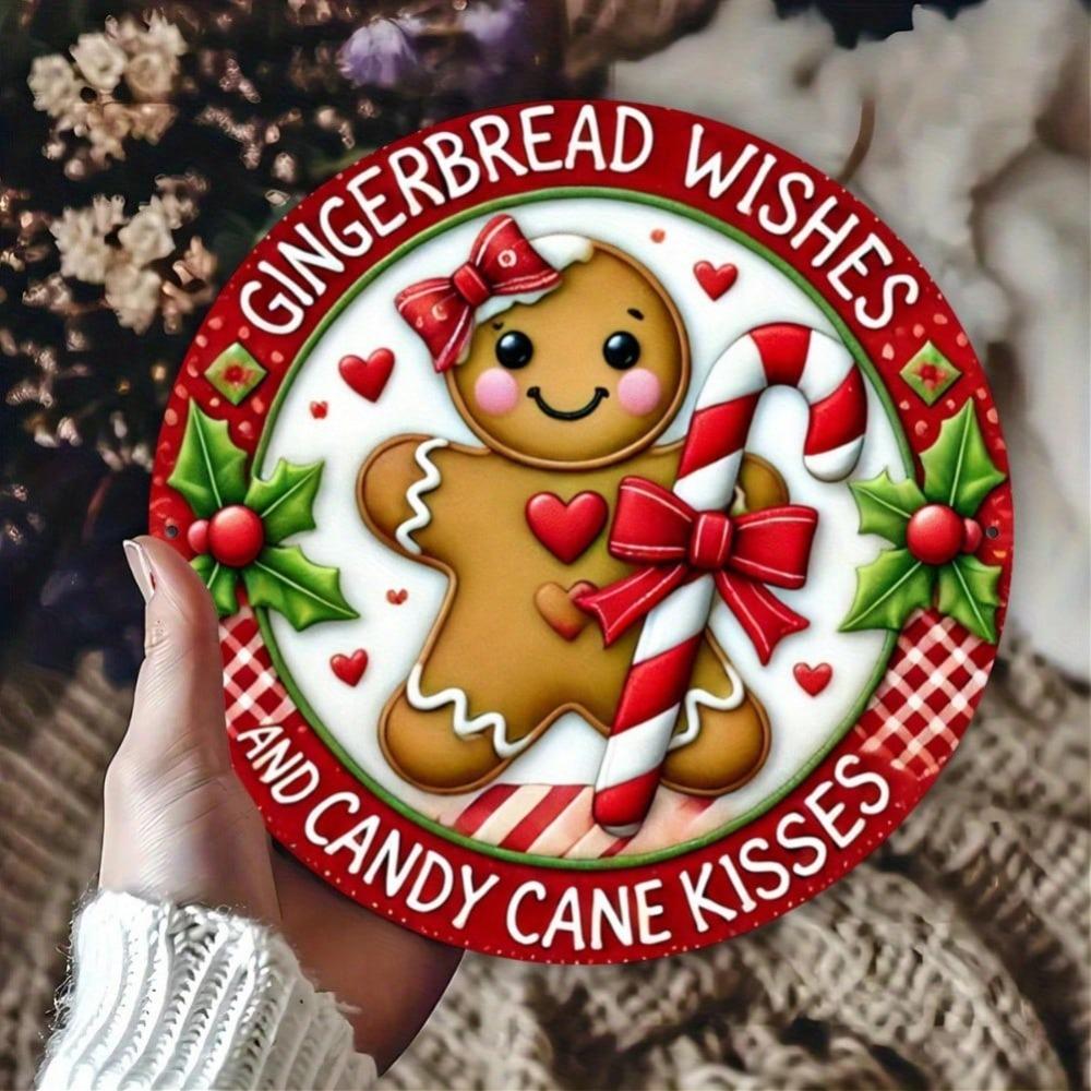 Gingerbread Tin Sign Christmas Kitchen Decor Metal Wall Art