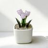 Mini Potted Glass Flower Decoration Miniature Tulip Flower Planter Pot Figurine Statue Home Office Bookshelf Desktop Ornament