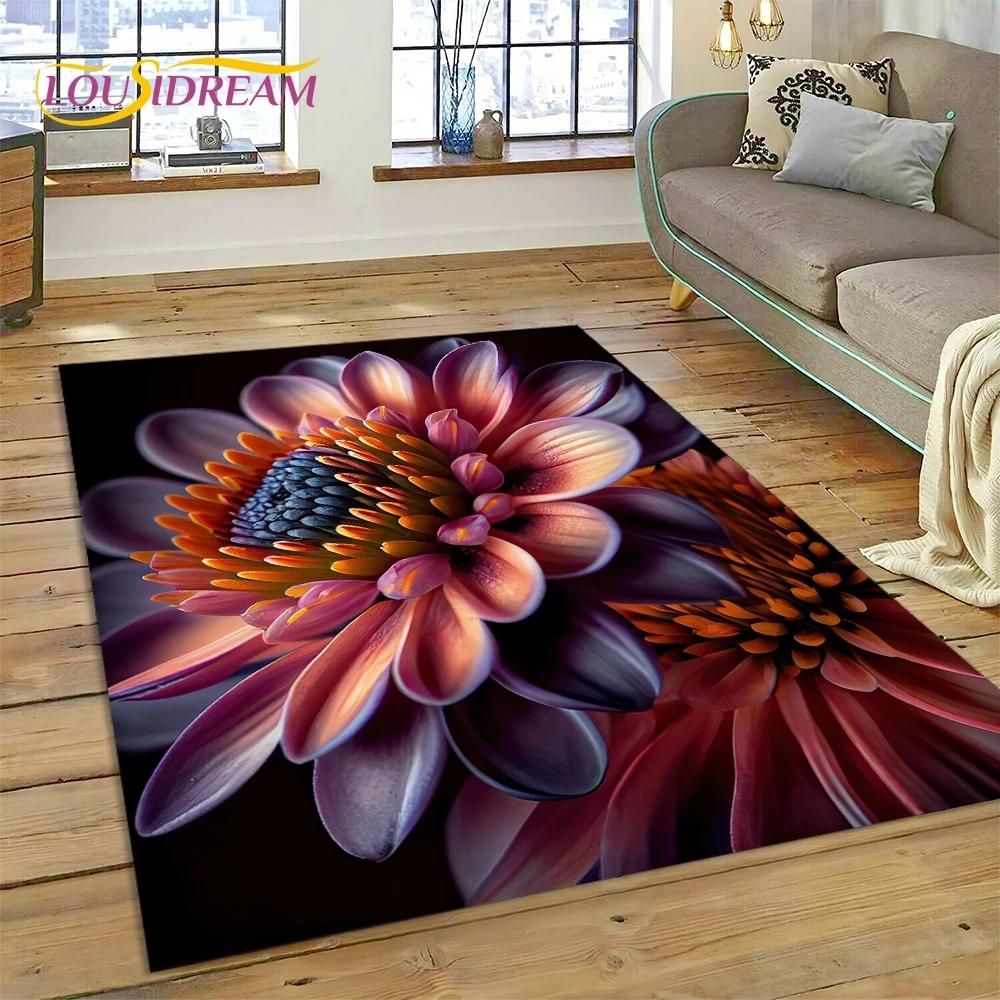 3D Dream Sun Flowers Nordic Daisy Carpet Rug for Bedroom Living Room Home Sofa Decoration,Children Game Large Decor Floor Mat