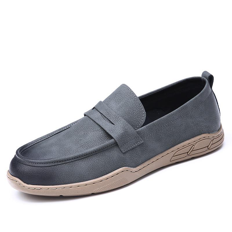 New Spring and Summer Men's Shoes One-pedal Leather Comfortable Breathable Men's Shoes Versatile Casual Doudou Shoes