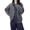 Premium sense loose casual fake two-piece denim splicing knitted cardigan women's clothing autumn and winter new sweater jacket