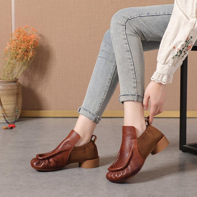 

New Style Retro Deep-mouth Round-toe Thick-soled One-piece Women s Shoes for Women 40 коричневий