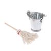 2 Pcs/Set Scale 1:12 Dollhouse Kitchen Garden Mop Bucket Creative Toys Gifts