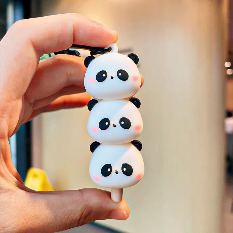 Adorable Panda Lollipop Keychain Wholesaler Cute Cartoon Bag Pendant Silicone Key Accessory