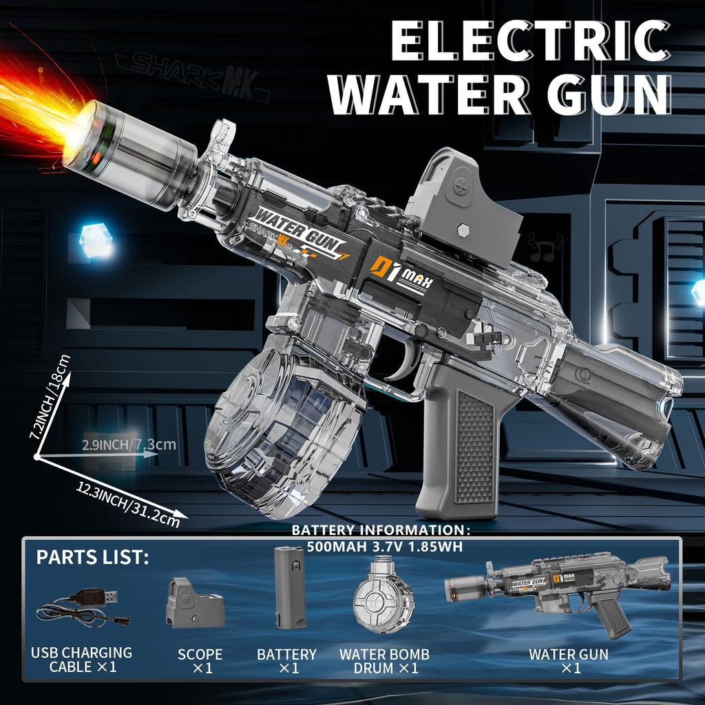 Elektrische Wasserpistolen für Erwachsene Kinder, Automatische Wasserpistole Mit Lichtern, 26 Fuß Reichweite, Sommer Outdoor Pool Strandspielzeug