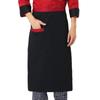 New Portable Durable High Quality Fashion Unisex Waist Apron 3 Pockets Black Half Apron Waiter Half Waist Apron Bar
