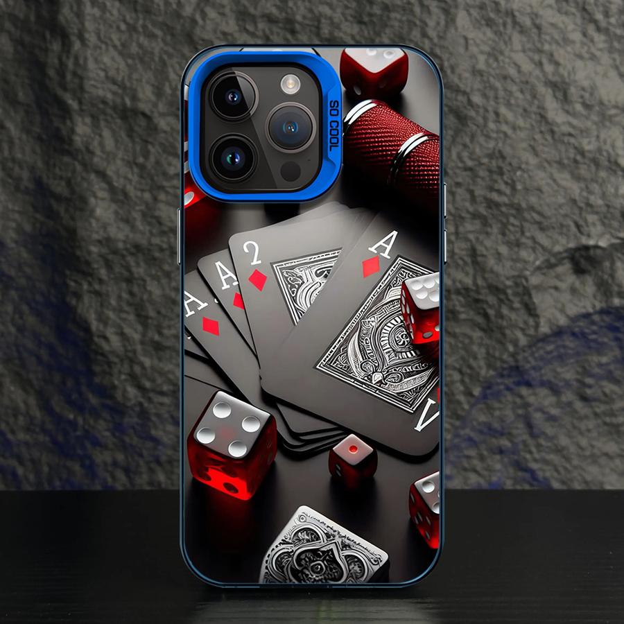 Phone Case for iPhone 15 16 Pro Max 11 13 Pro 14 Plus 12 11Pro 15Pro Max 16e Shell Cover Fundas Poker Cards And Dice
