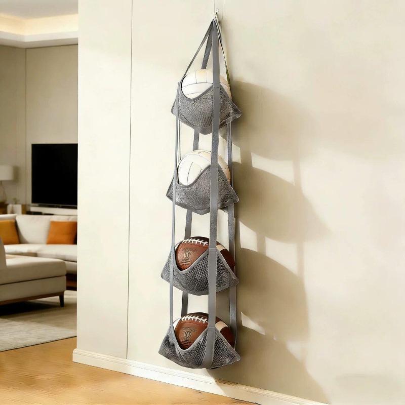 Mesh Multi-layer Basketball Storage Hanging Bag, Wall-mounted Football and Volleyball Storage Rack, Wall-mounted Organizing Storage Hanging Bag