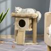 Plush Cat Tree with Cat House and Bed, Jute Scratching Post and Ball, Brown