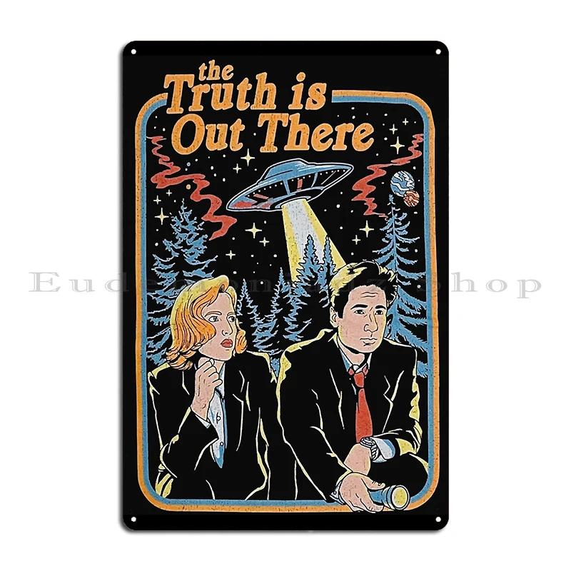 XFilesUFOVintageTinSign X Files Metal Tin Sign - "The Truth Is Out There" Retro UFO Aliens Design, Pub/Rusty Wall Decor
