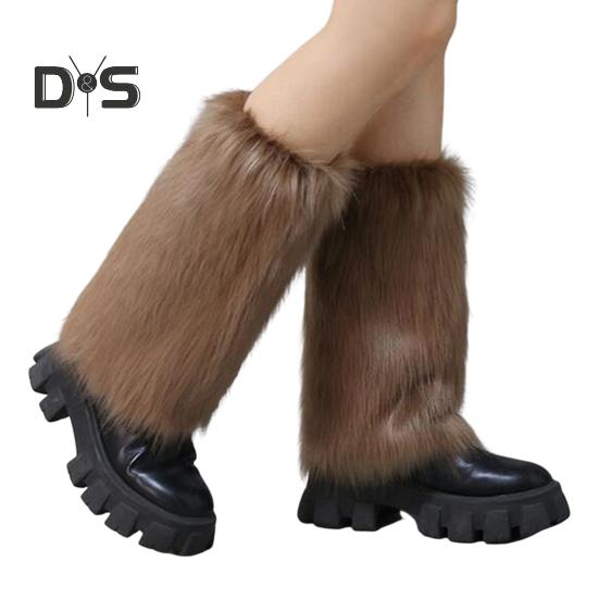 

1 пара гетр из искусственного меха для женщин и девочек, плюшевые мягкие манжеты на рукава, пушистые меховые рукава для зимнего тепла 20cm хаки