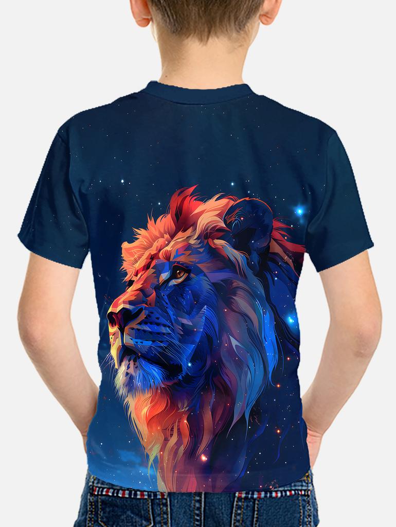 Children's Clothing Boys Child -shir Cool Lion 3d Print T Shirt T-shirty T-shirt for a Boy Top Shirts Short Sleeve Tops Clothes