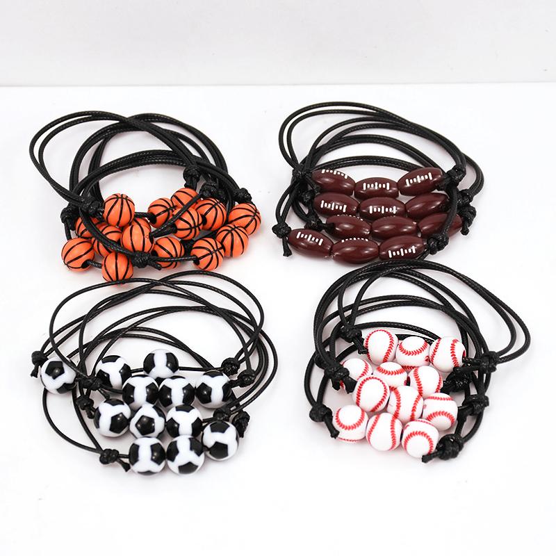 10/20Pcs Sports Theme Party Bracelets Football Baseball Basketball Beads Charm Kids Birthday Favors Gift for Guest Pinata Filler