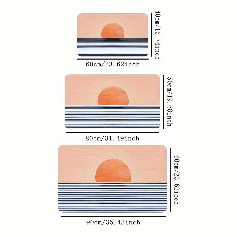 Bohemian Sunrise Sea Scene Doormat - Abstract Farmhouse Style, Machine Washable Polyester Carpet, Indoor/Outdoor Entrance Decora