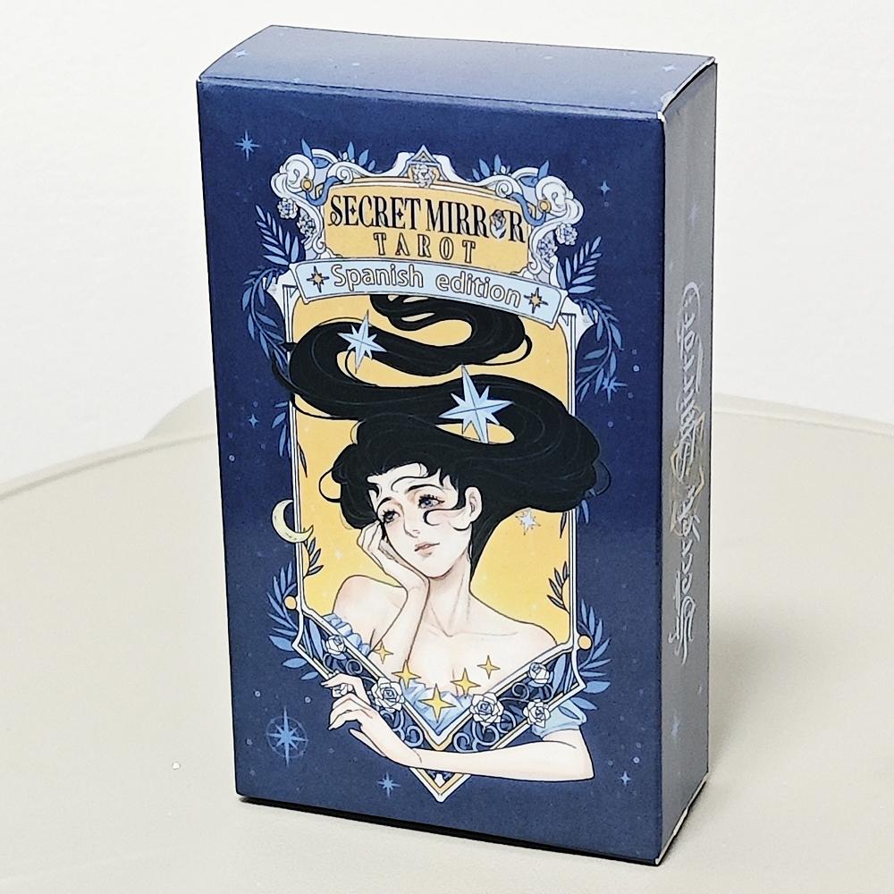 Secret Mirror Tarot Deck 78 ცალი თანამედროვე ტაროს ბარათები სამკურნალო ენერგიით სიცოცხლის ჩრდილების გასანათებლად და მსუბუქი ესპანური 10,3*6 სმ