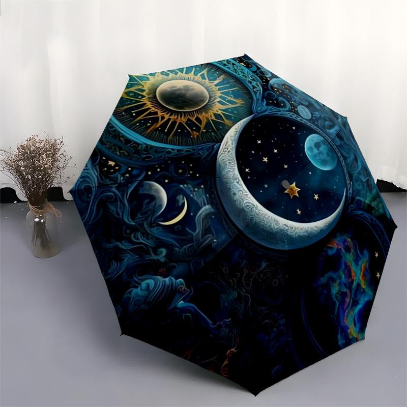 1pc Celestial Yin-Yang Harmony Umbrella with Plastic Handle,Suitable for All Seasons Home Travel Outdoor UmbrellaDD869