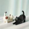 Stretching Cat Figurine, Calico Cat Phone Stand, Desktop Decoration, Creative and Practical for Lazy Binge-Watching