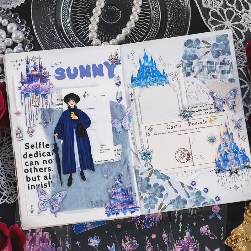 Sky City Laser Cut Film Pet Sticker Pack: Cross-Border Handbook Material Stickers