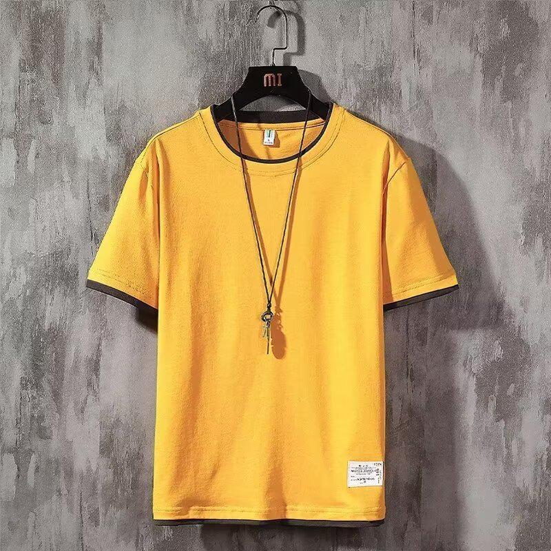 2024 Men's Trendy Colorblock Round Neck Loose-Fit T-shirt - Short Sleeve