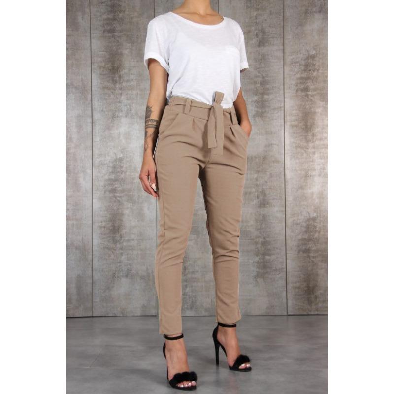 Women Clothing Casual Belted Elastic High Waist Harem Pants Long Trousers